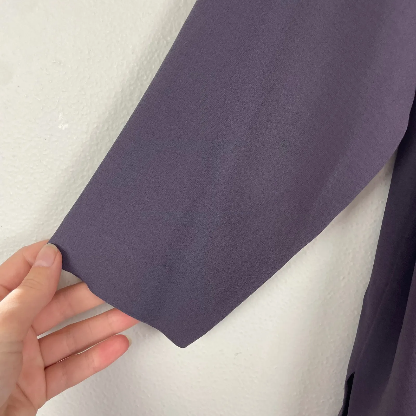 VTG Eileen Fisher Womens Medium Purple 100% Silk Open Front Single Button Jacket - Image 4