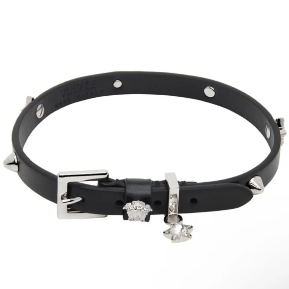 Versace Authentic  NWT Black Medusa Crystal Star / Stud Buckle Choker - Image 4