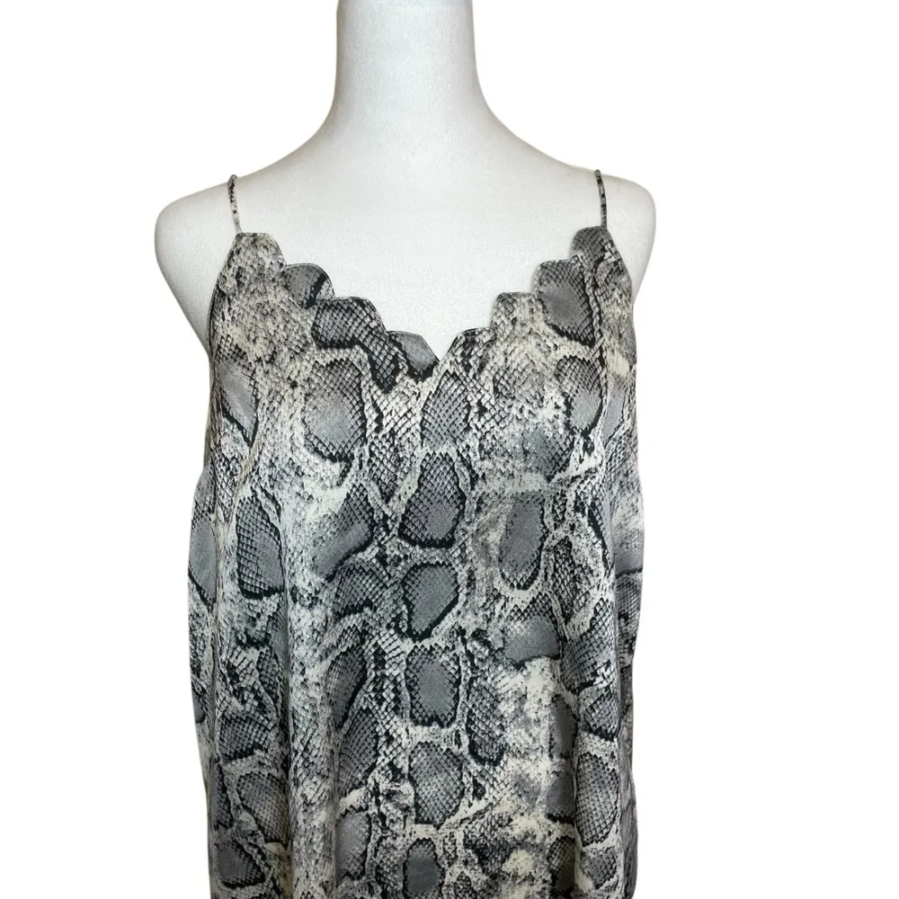 Jodifl Snakeskin Print Black Gray Cami Tank Scalloped Neckline Medium Reputation - Image 2