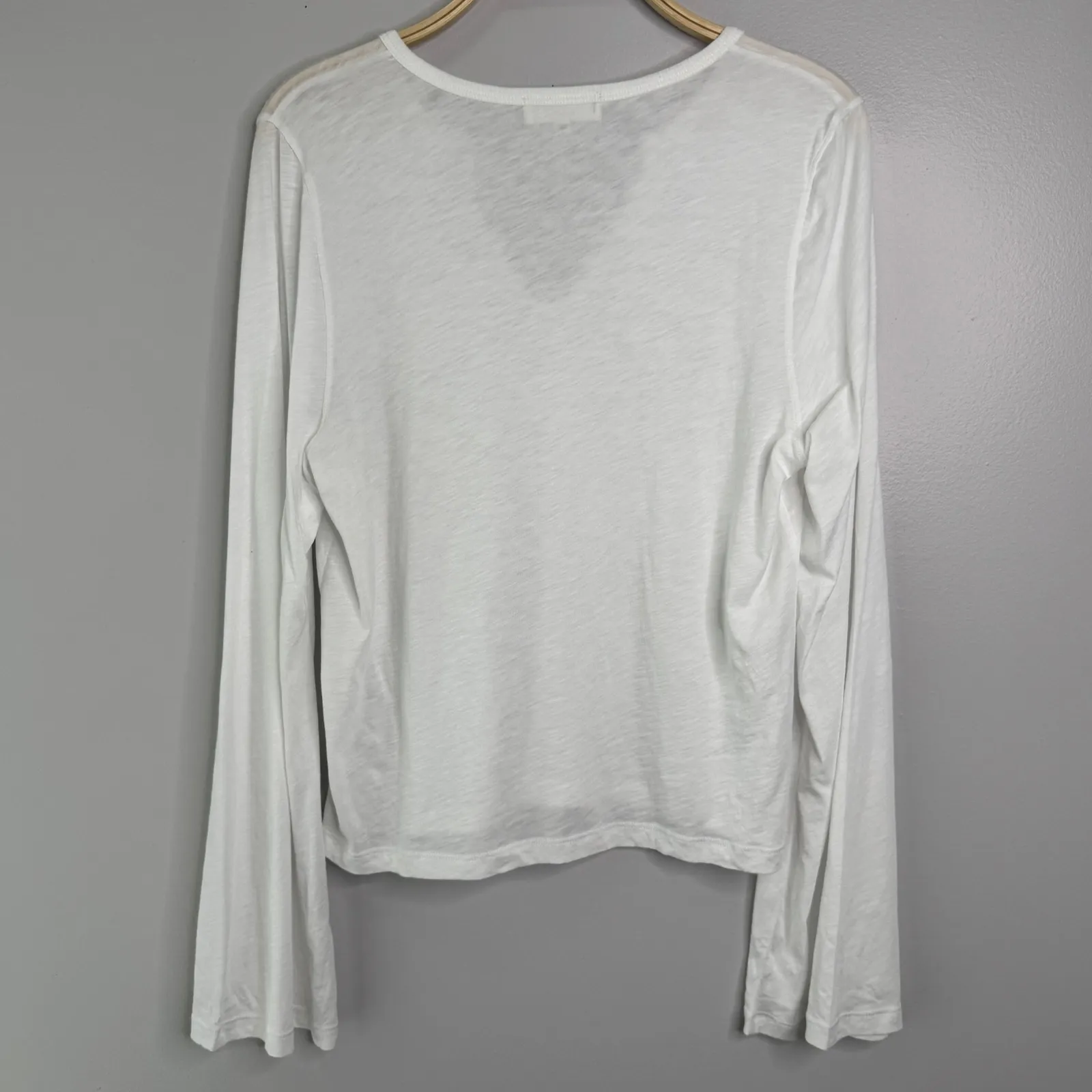 Nation LTD Lian Long Sleeve Top Size Large White Minimalist Casual Soft Basics - Image 7