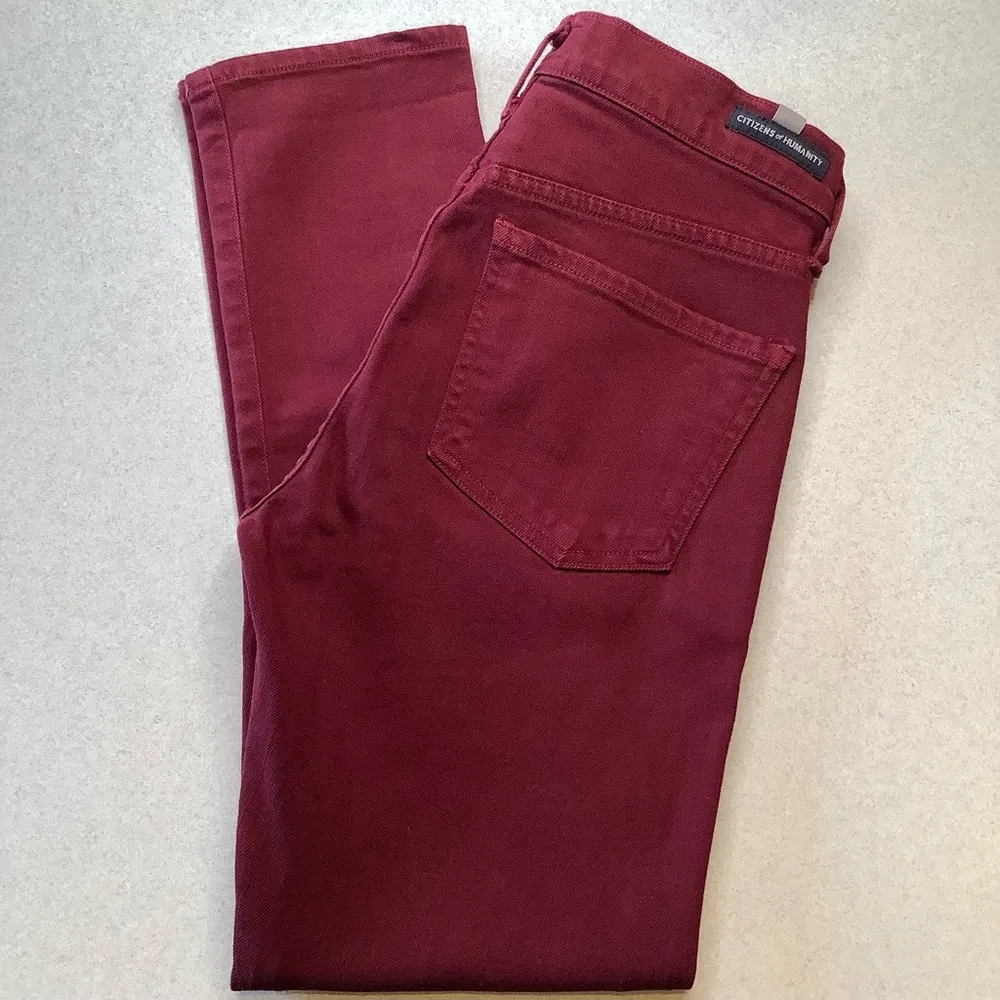 Citizens of Humanity  Jeans 25 Elsa Mid Rise Slim Crop Carmine Red - Image 4