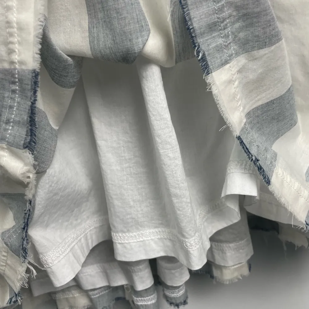 Urban Outfitters White Blue Striped Margo Mixed Media Henley‎ T-Shirt Mini Dress - Image 11