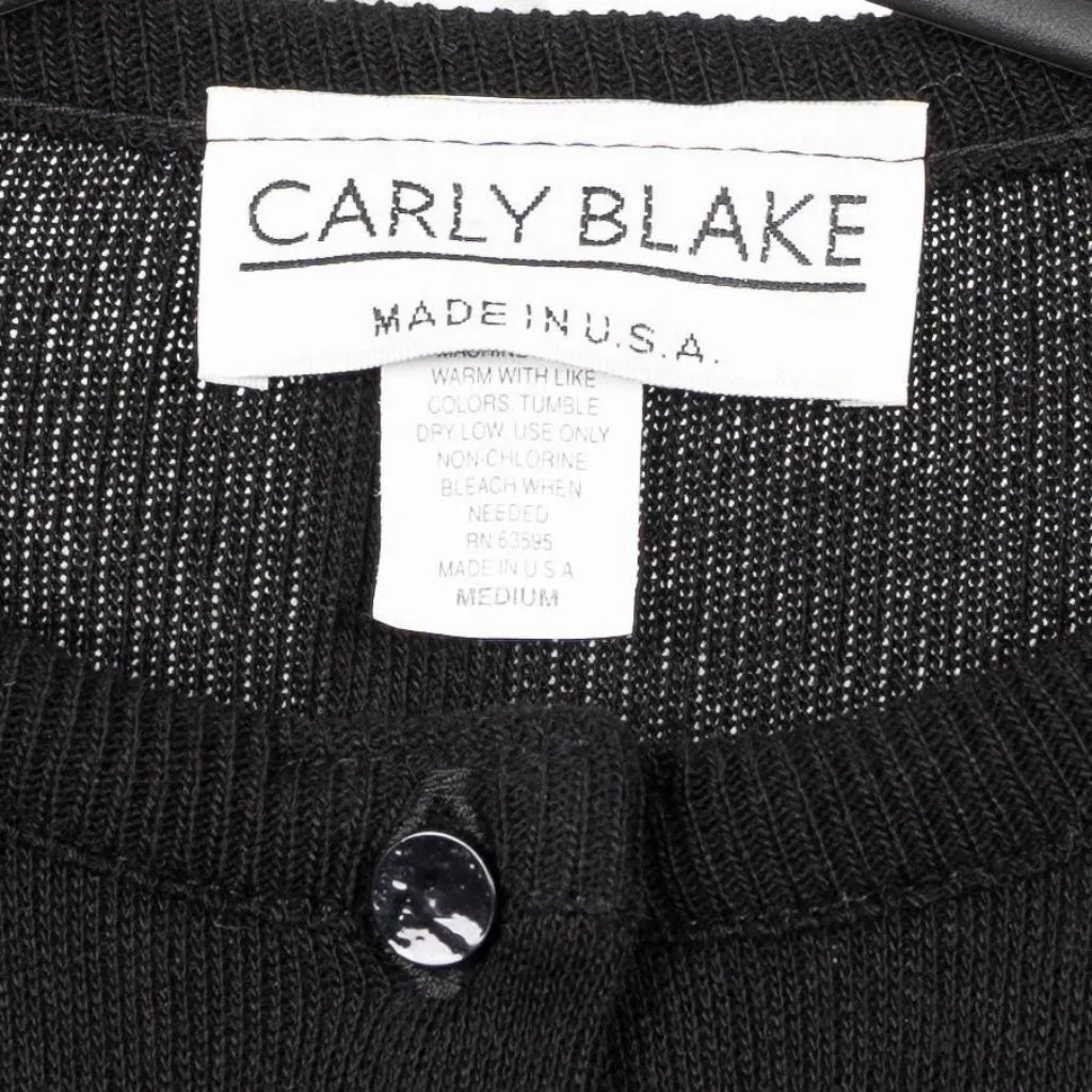 Carly Blake VTG Cardigan Sweater M Womens Black Button Up USA Acrylic Classic Size M - Image 5