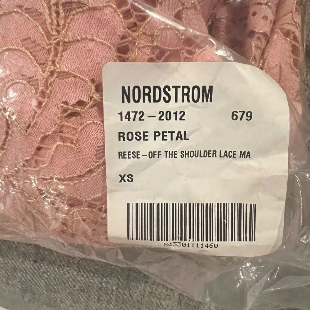 NWT dress the population Reese of the Shoulder rose‎ petal lace maxi dress XS - Image 14