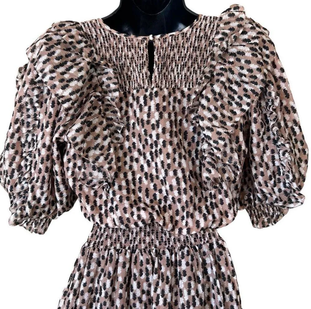 MagaliāPascal Anthropologie Silk Blend Petal Puff Sleeve Dress Pink Size XS - Image 13