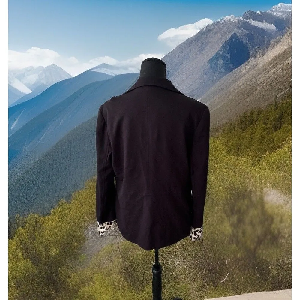 Chico's Black Rayon Blazer Size 1 Pro Collared V Neck Women's Jacket Fully Lined - Image 3