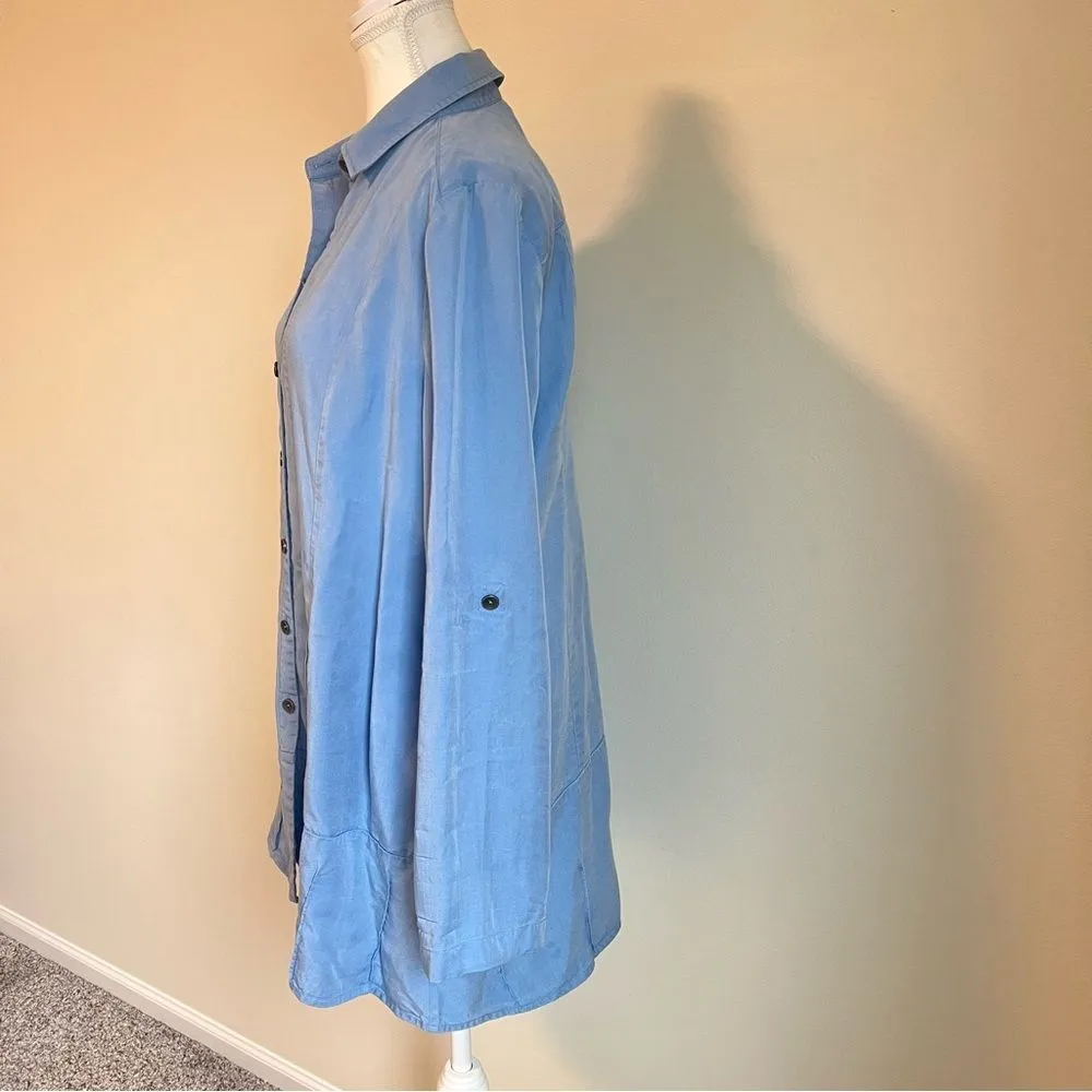 Soft Surroundings Tencel Island Breeze Button Down Shirt Tunic Size Large - Image 3