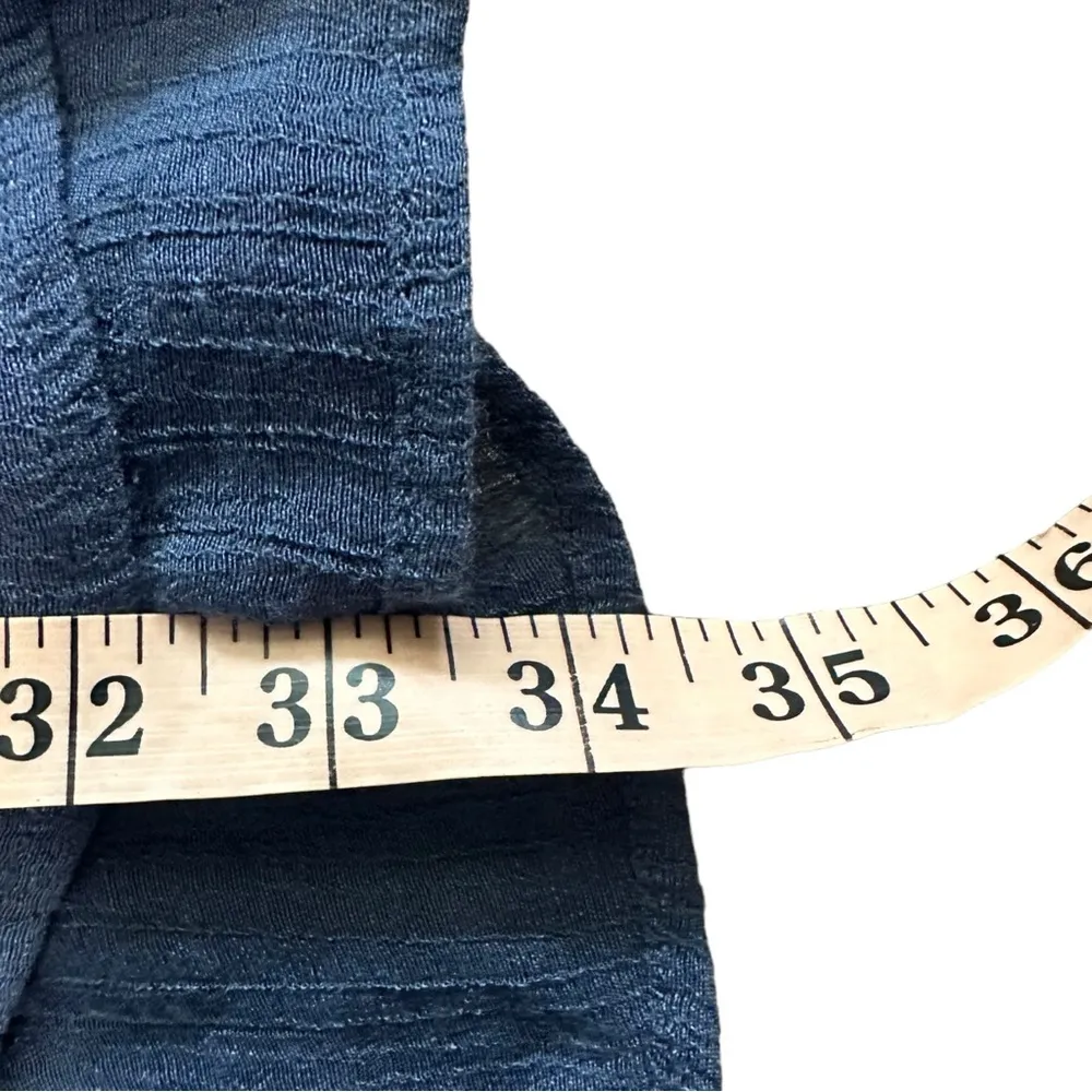 Umgee Navy Blue Embroidered Floral Long Sleeve Mini Dress Tiered Sleeve MEDIUM - Image 10