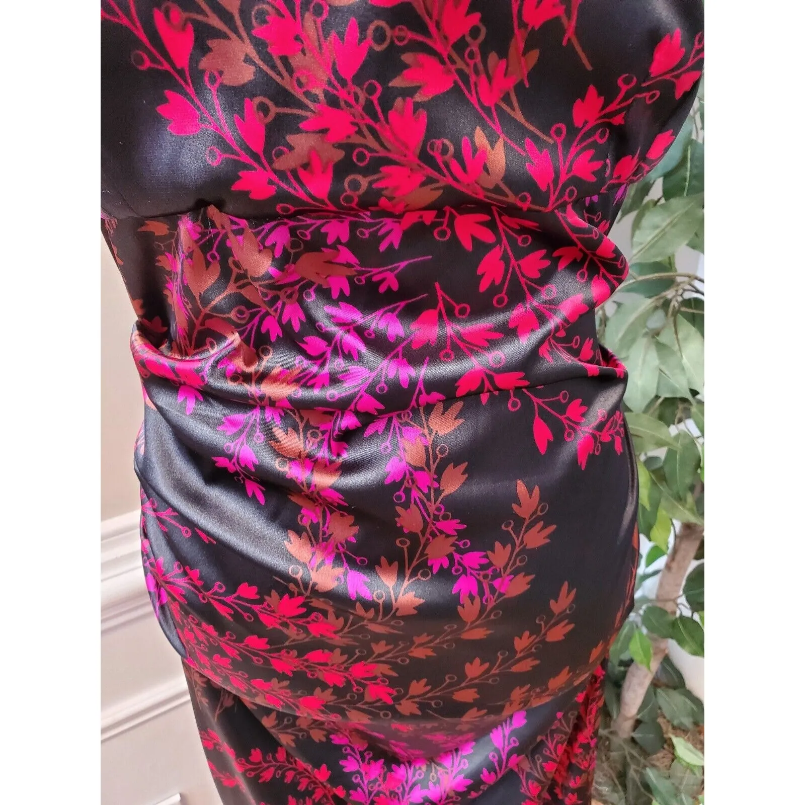 London Style Women Floral Polyester Square Neck Sleeveless Knee Length Dress 12 - Image 7