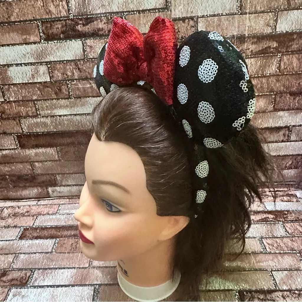 Disney Red and Black Polka Dot Mouse Ears Headband - Image 6