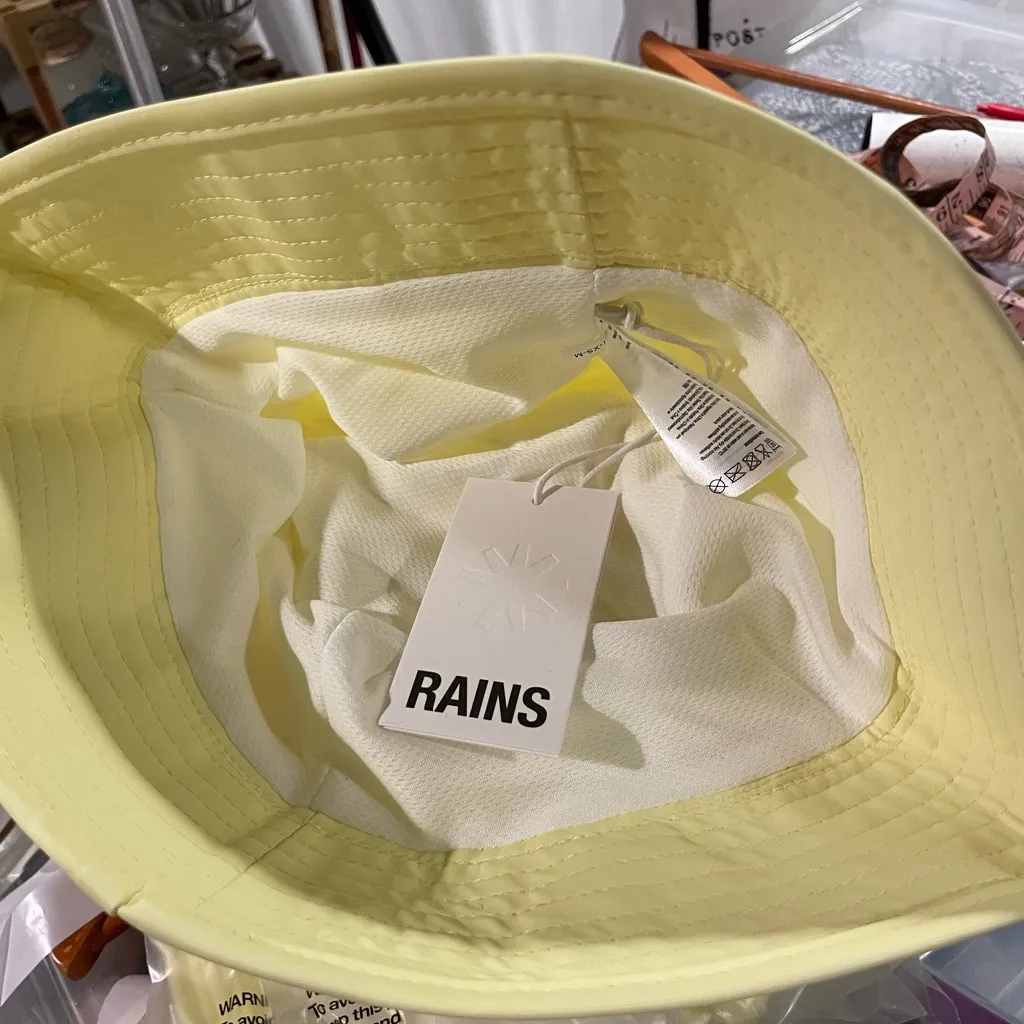 Cute NWT buttercup daisy yellow Rains bucket hat lined NWT waterproof sun XS - Image 15