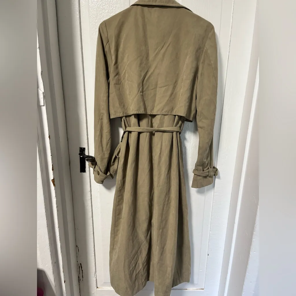 12th Tribe Classic Lined Khaki Trench Coat with detachable belt size small - Image 3