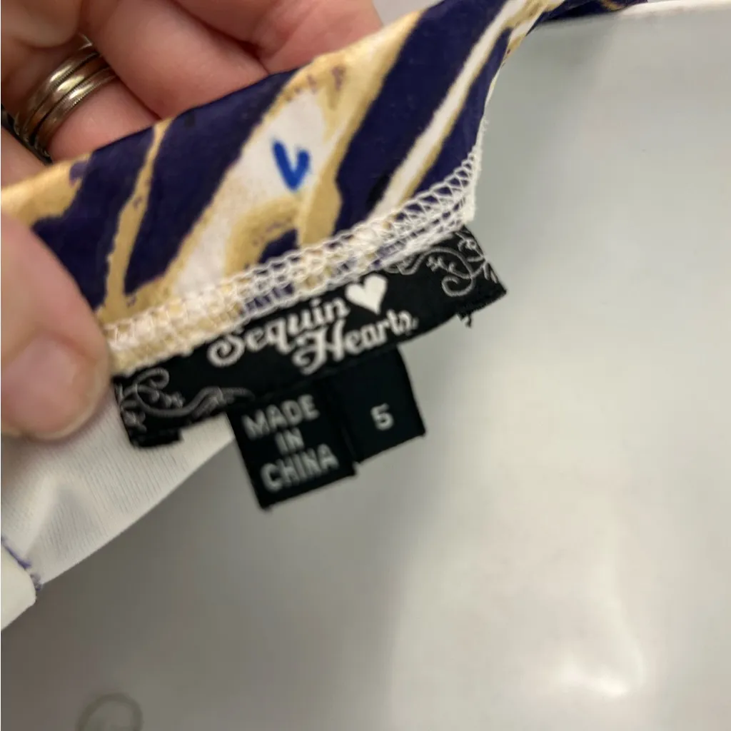 Vintage y2k Animal Print one shoulder belted dress Sequin Hearts size 5 juniors - Image 10