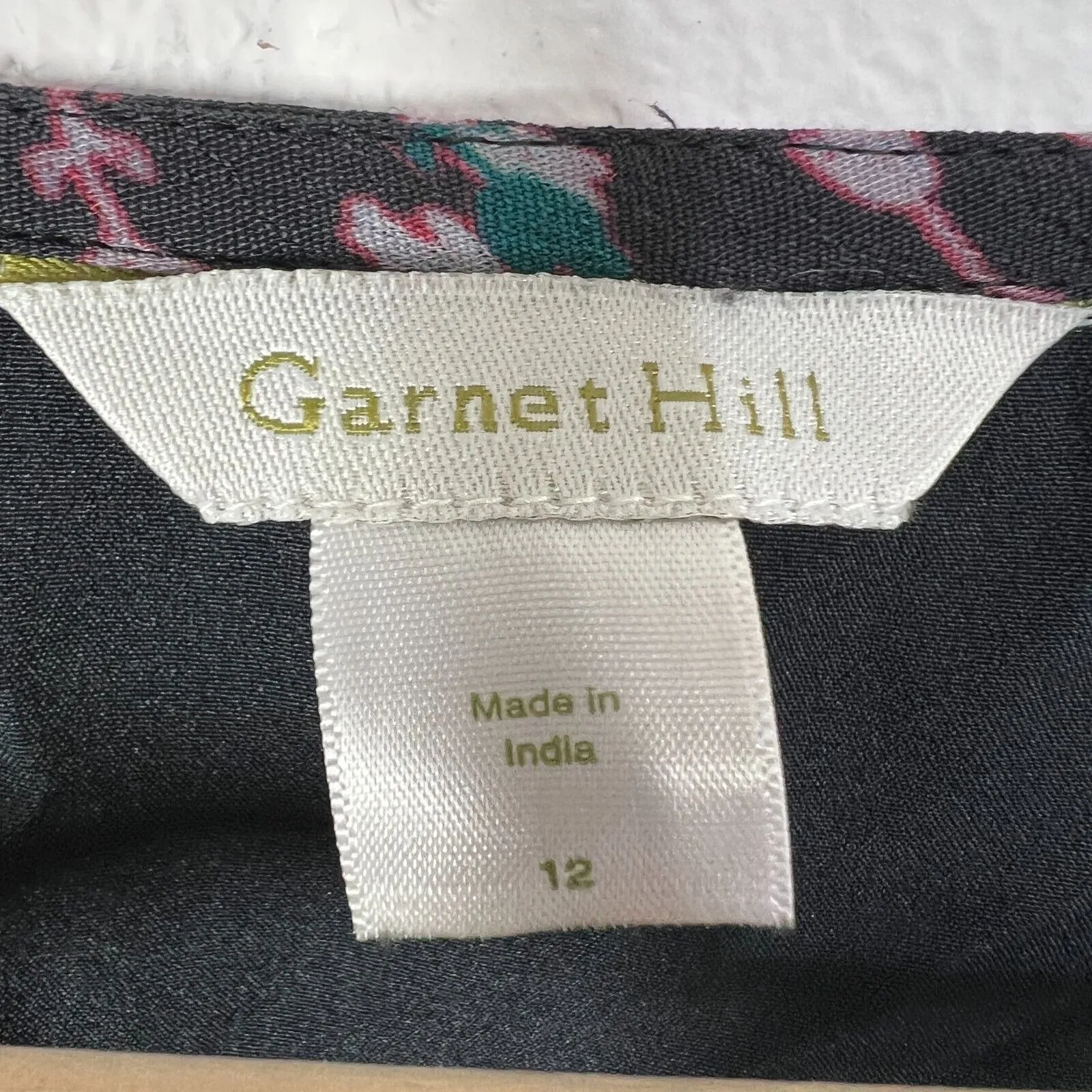 Garnet Hill  Micro Floral Print Dress V-Neck Long Sleeve Casual Midi Dress  12‎ - Image 3