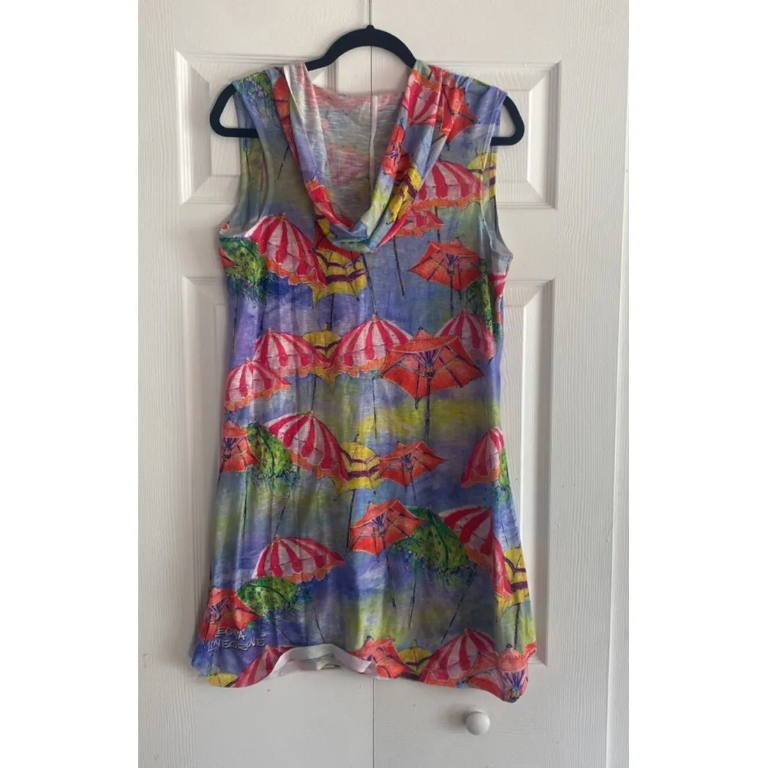 Leoma Lovegrove Womens Medium Umbrella Cafe Print All Over Art to Wear Color Black - Image 3