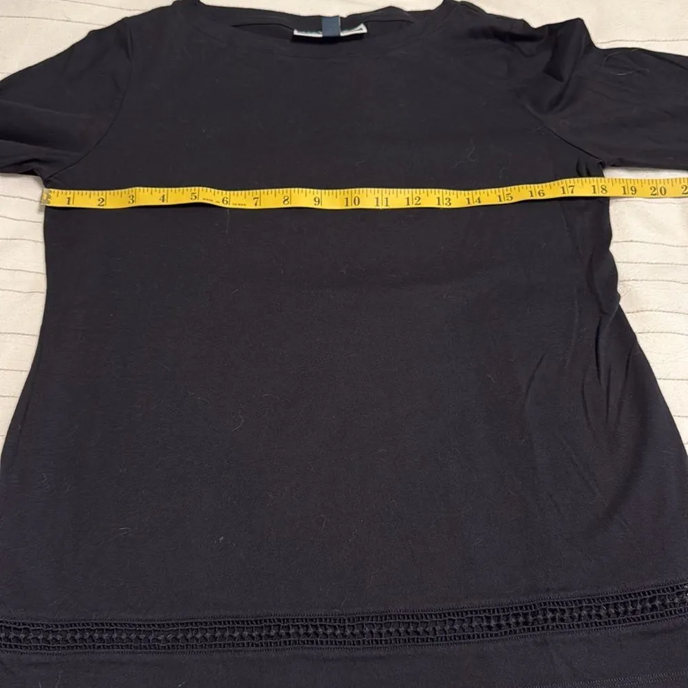 Karen Scott Black Boxy 3/4 Sleeve Sweatshirt - Image 5
