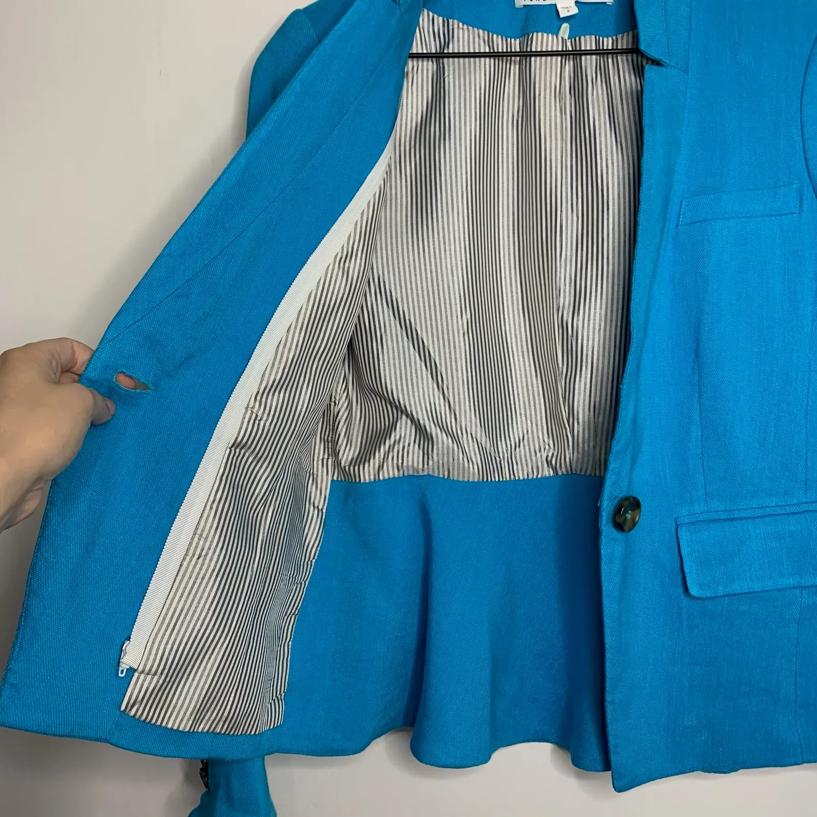 Veronica Beard Dickey Jacket Mile Turquoise Peplum Blazer Women Size 4 - Image 7