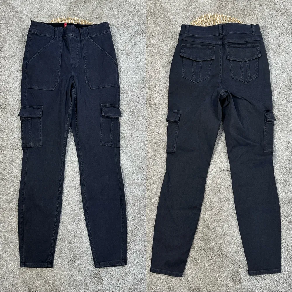 Spanx Women’s Stretch Twill Ankle Cargo Pants Pull On in Washed Black Gray L - Image 4