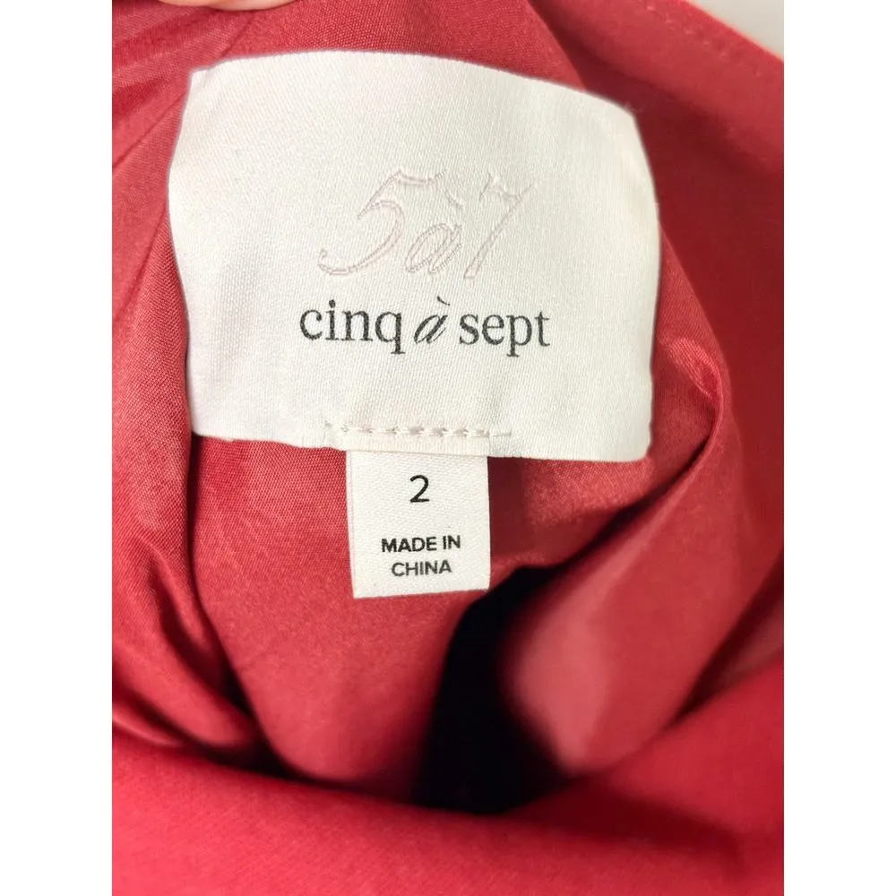 5a7 Cinq à Sept Sleeveless Cowl Neck Ruched Side Mini Dress Red Women's Size 2 - Image 3
