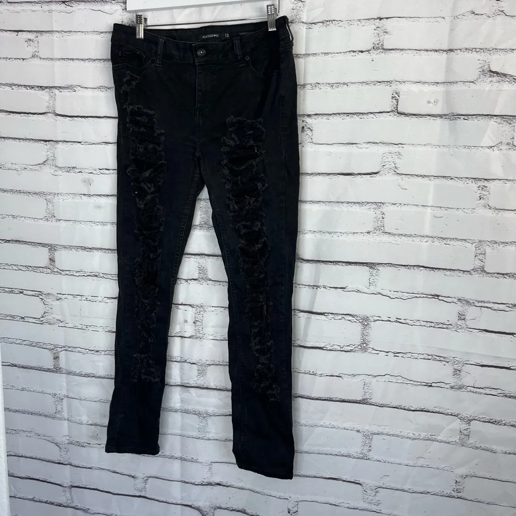 Blackheart Ripped Skinny Jeans Women’s Size 13 Black Distressed Stretch Denim - Image 8