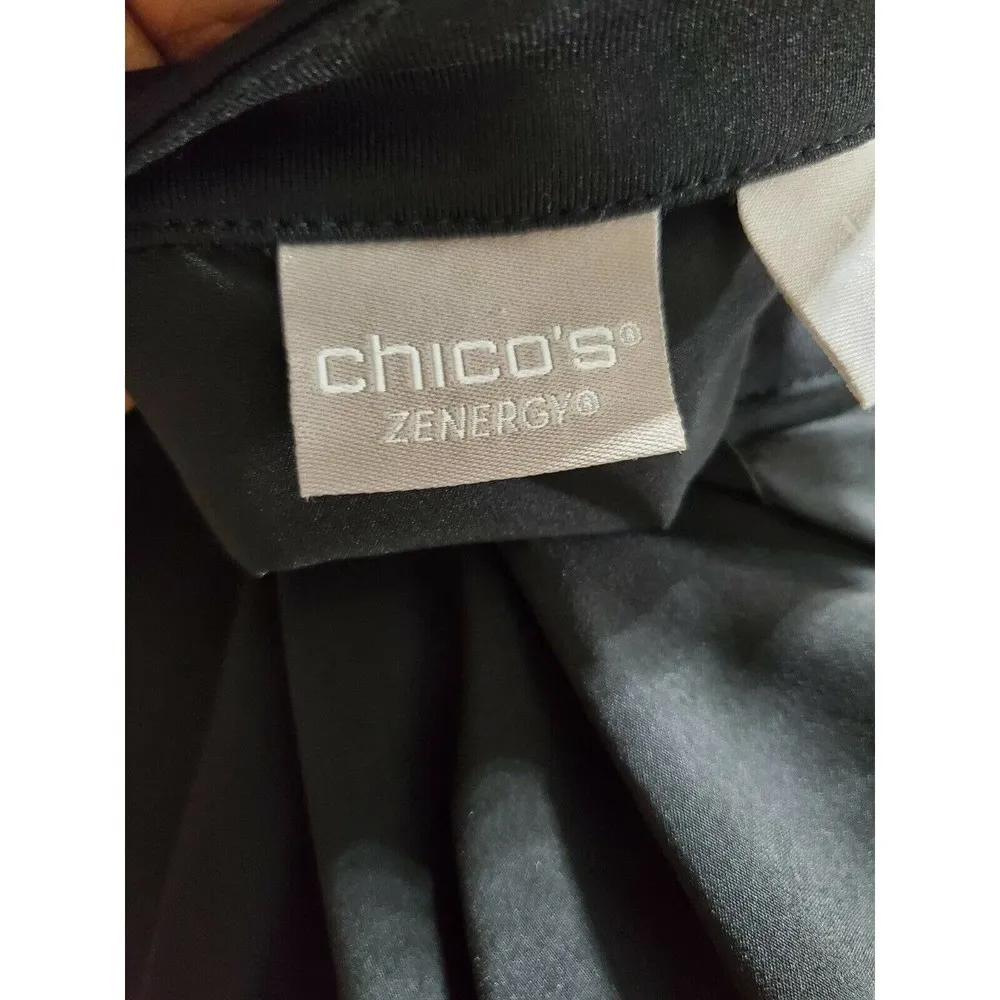 Chico's Womens Solid Black Polyester V-Neck Long Sleeve Knee Length Dress Size 1 - Image 8