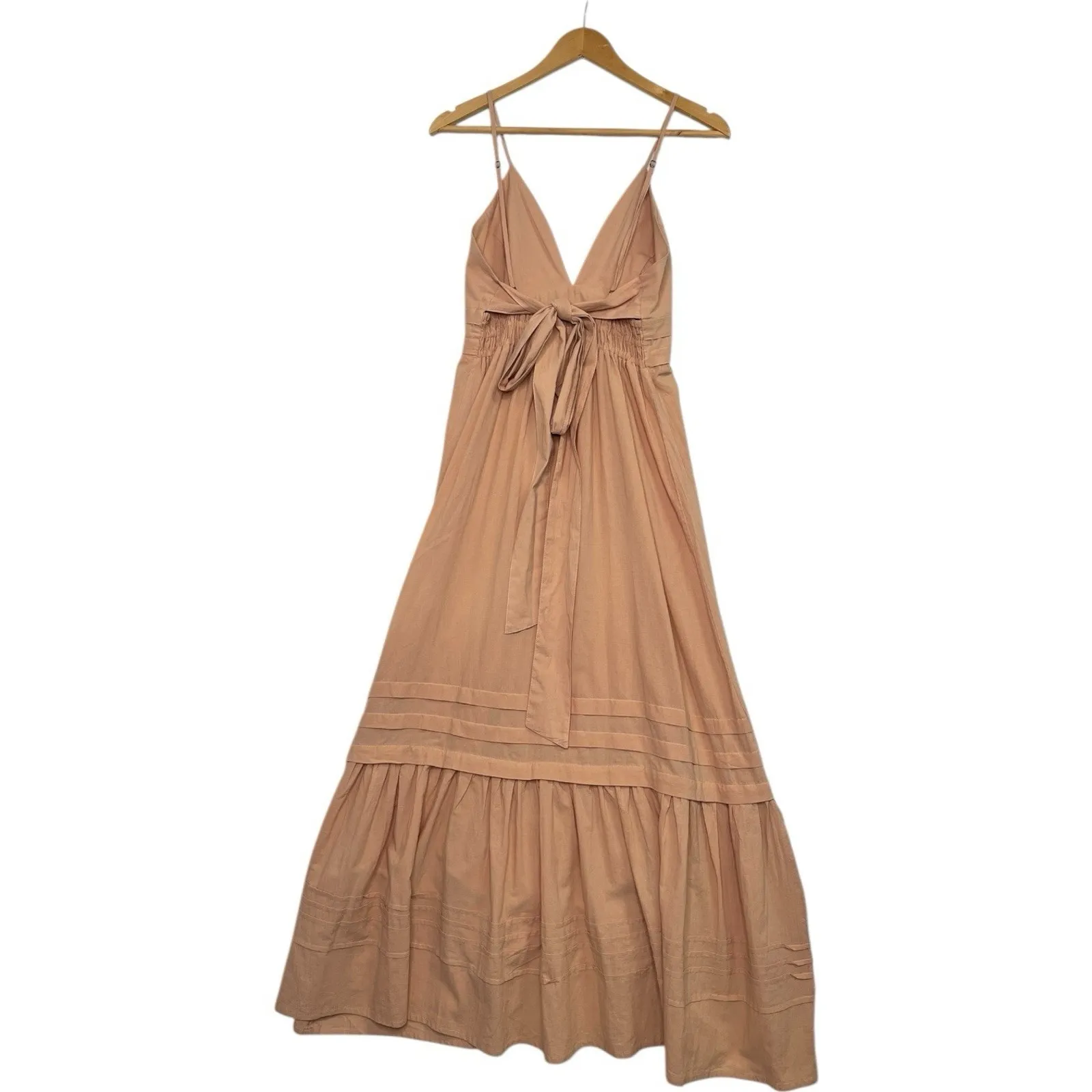 Pampelone Maxi Sun Dress Womens Small Tan Boho Sundress Beach Resort Vacation Brown - Image 2