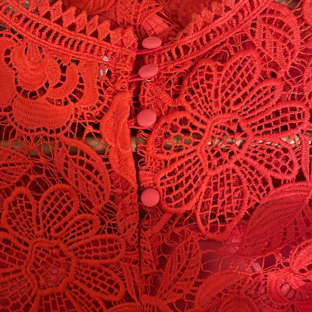 Lovers + Friends Red Lace Sheath Size S - Image 6