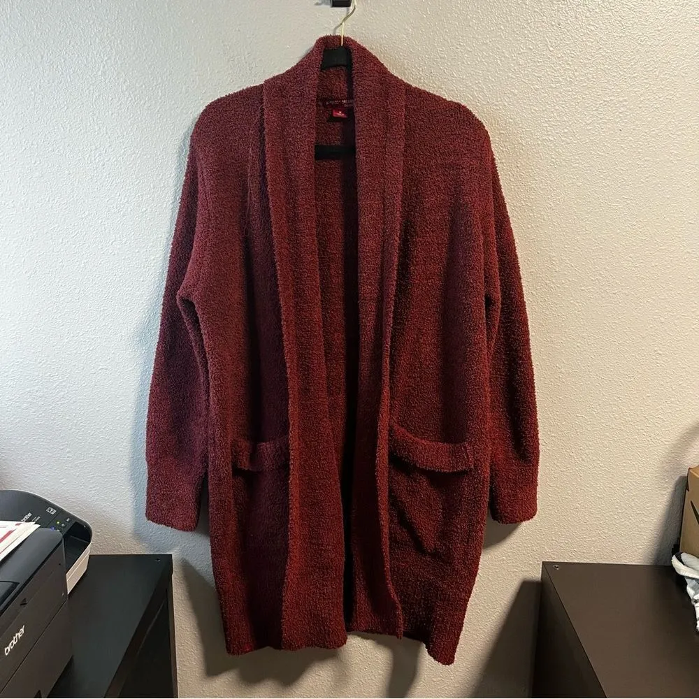 Barefoot Dreams CozyChic Lite Long Weekend Cardi Deep Garnet - Image 5