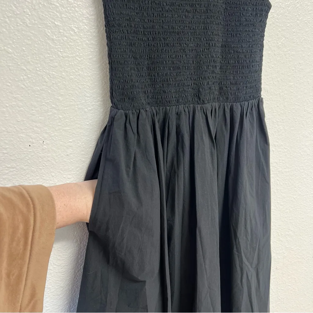 Madewell The Melody Smocked Midi Dress in True Black Size XS NWT - Image 10