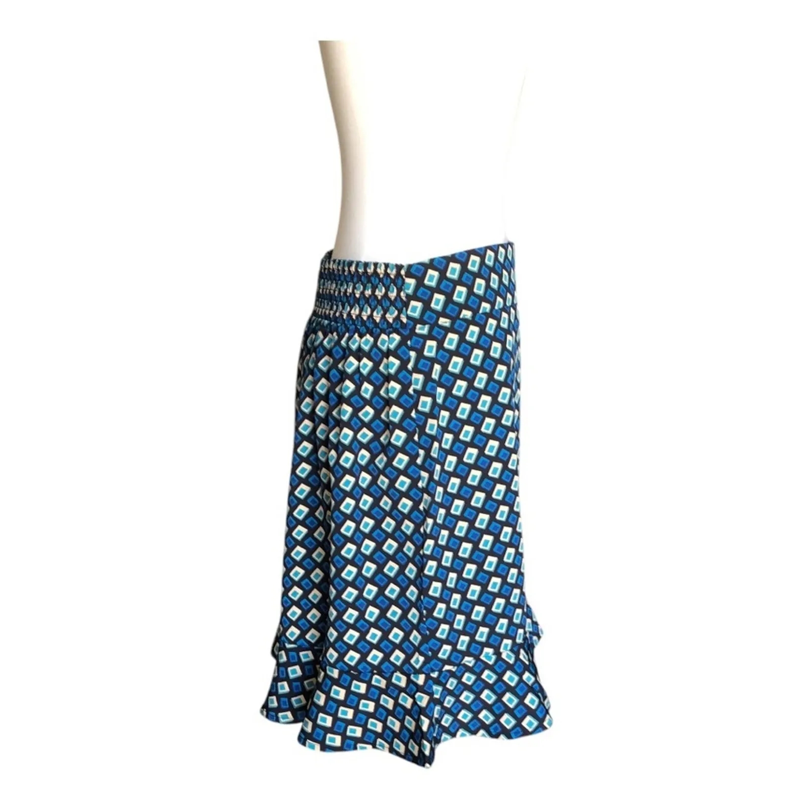 Band of The Free NWT Women’s Colette Deep Teal Diamond Print Mini Skirt Medium Black - Image 5
