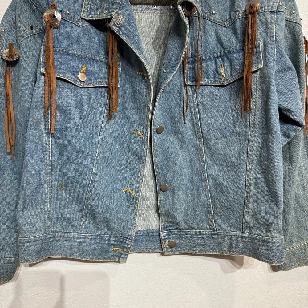 Trash Denim Vintage Western Jean Jacket Sz XL Blue - Image 3