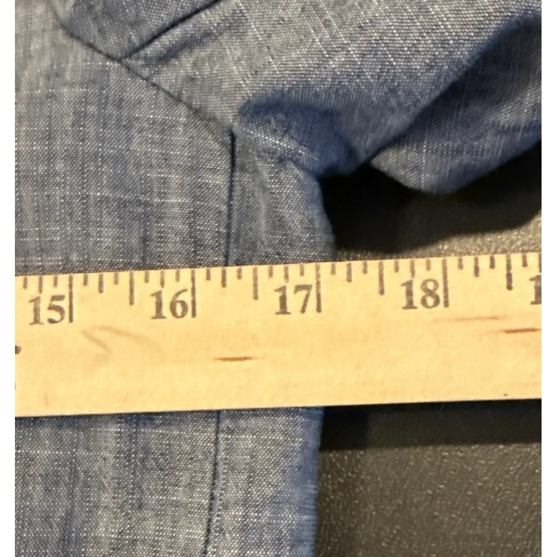 J.Crew Womens Size 4 Chambray Denim Blazer Jacket Lined 2 Button Preppy Beach Blue - Image 6