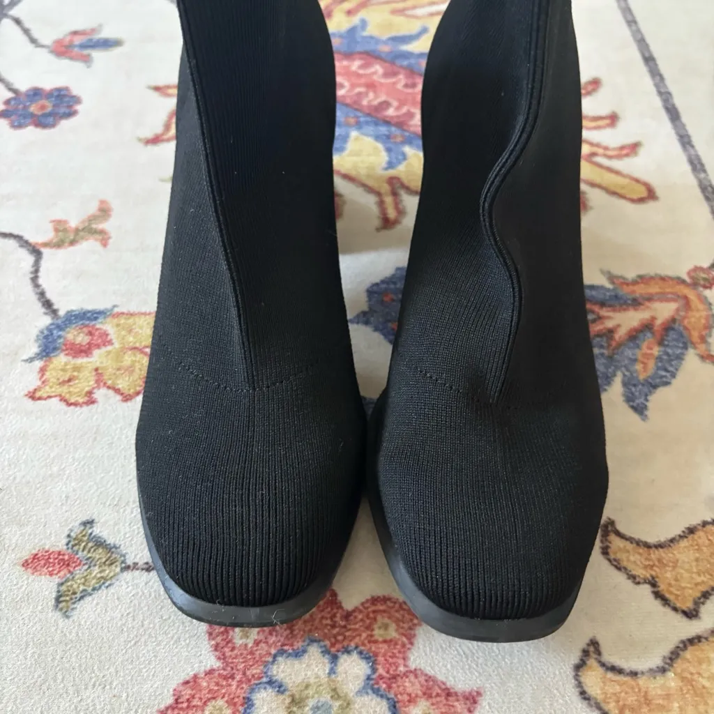 MIA Black Sock Ankle Boots Melody Square Toe Chunky Block Heeled Booties Size 7 - Image 2