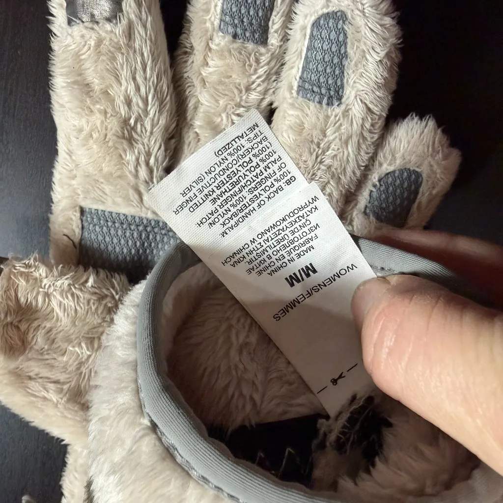 THE NORTH FACE Osito Etip Faux Fur Fleece Gloves Size Medium Grey Blue - Image 8
