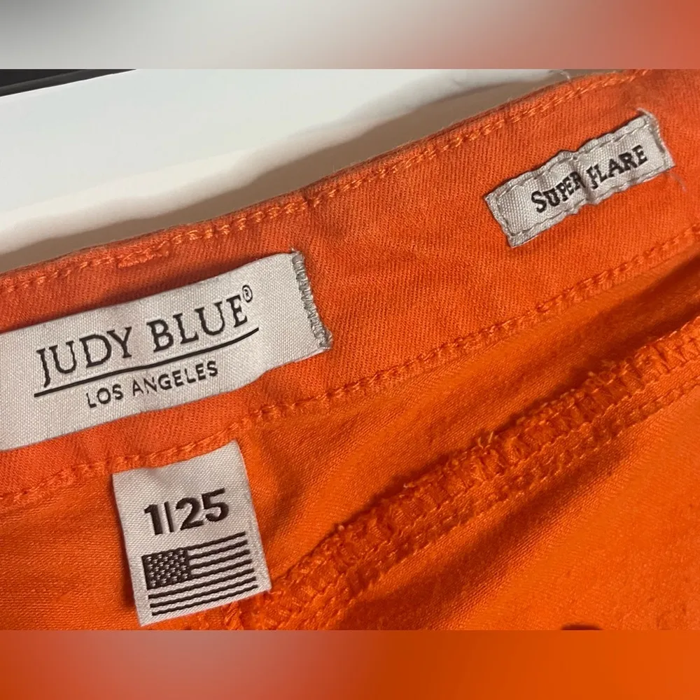 Judy Blue Orange Stretch Super Flare Bellbottom Jeans Sz 1/25 Women's Bohemian - Image 16