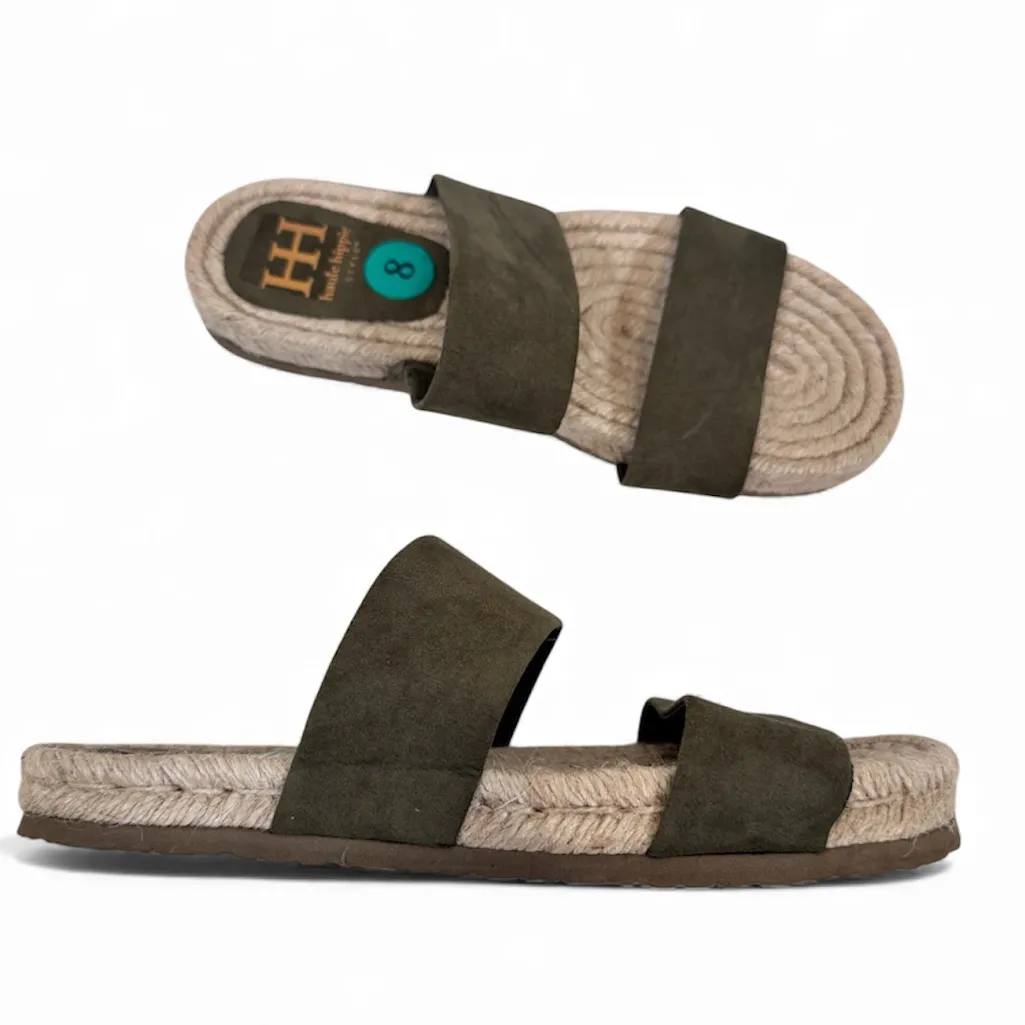Haute Hippie Green Faux Suede Slip On Espadrille Sandals Women’s 8 Beachy Shoes - Image 2