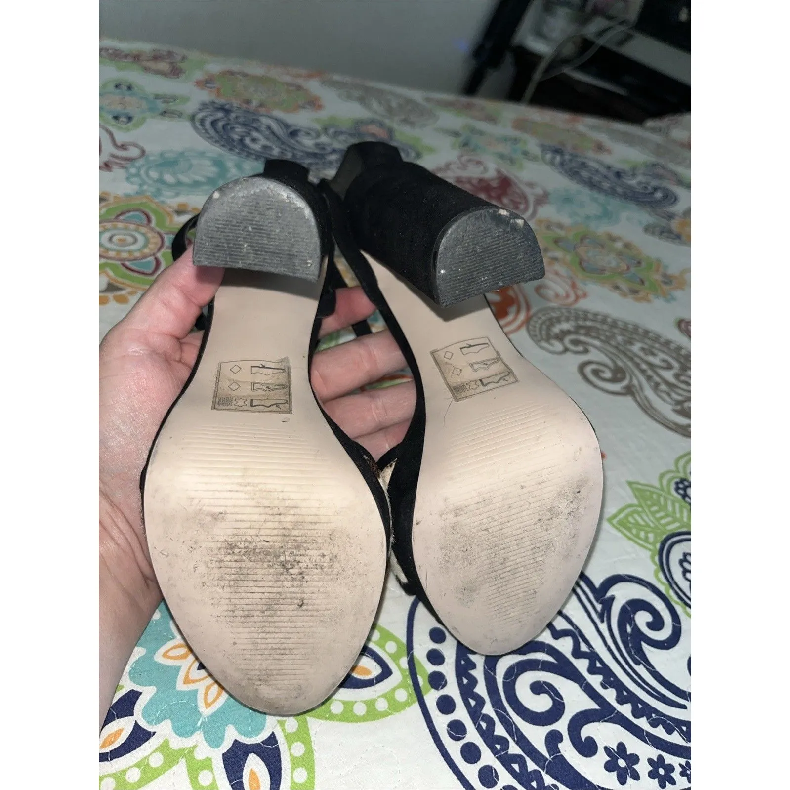 ASOS Platform Heeled Animal Print Sandal Faux Suede Size 5 - Image 7