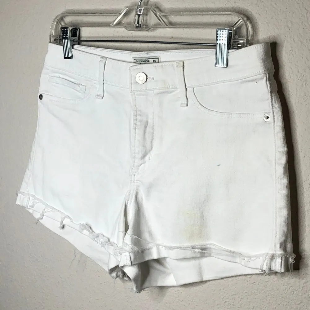 Abercrombie & Fitch White Denim Shorts - Image 3