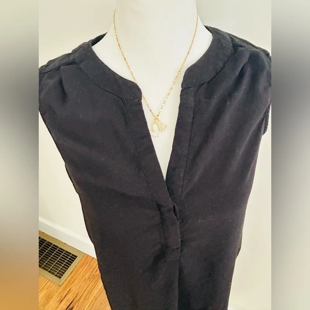 Black Sleeveless shirt Dress / beach cover up high low Women size Small - Image 2