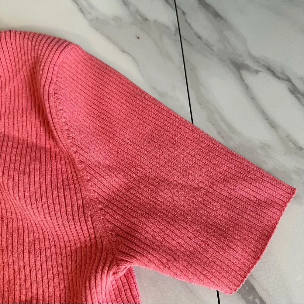 Michael Kors Pink Ribbed Fitted T-Shirt - Image 4