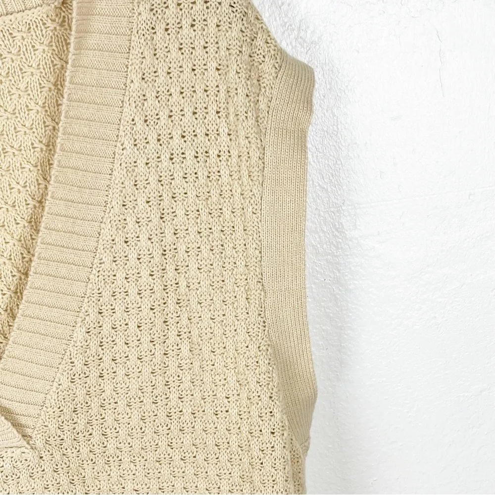 ELOQUII 100% Cotton Yellow Knit V-Neck Side Splits Sleeveless Sweater Vest 16 - Image 8