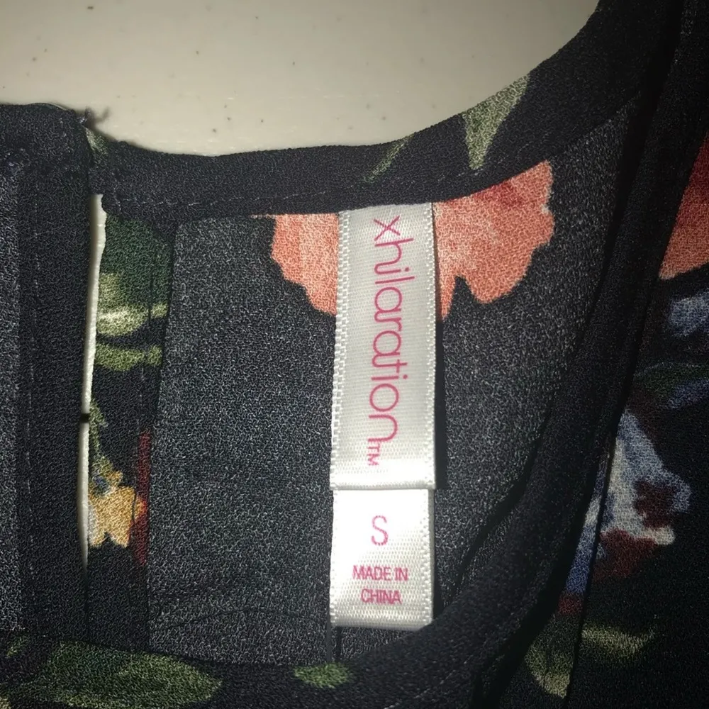 Xhilaration Black Multicolor Floral Long Sleeve Dress Small - Image 4