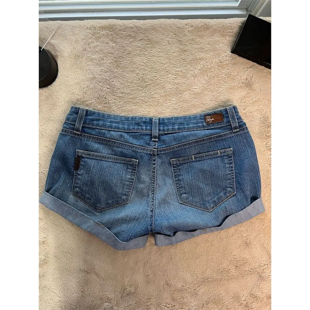 Paige Women's Blue Canyon Flare Jean Shorts Size 28 Standard Summer Casual - Image 6