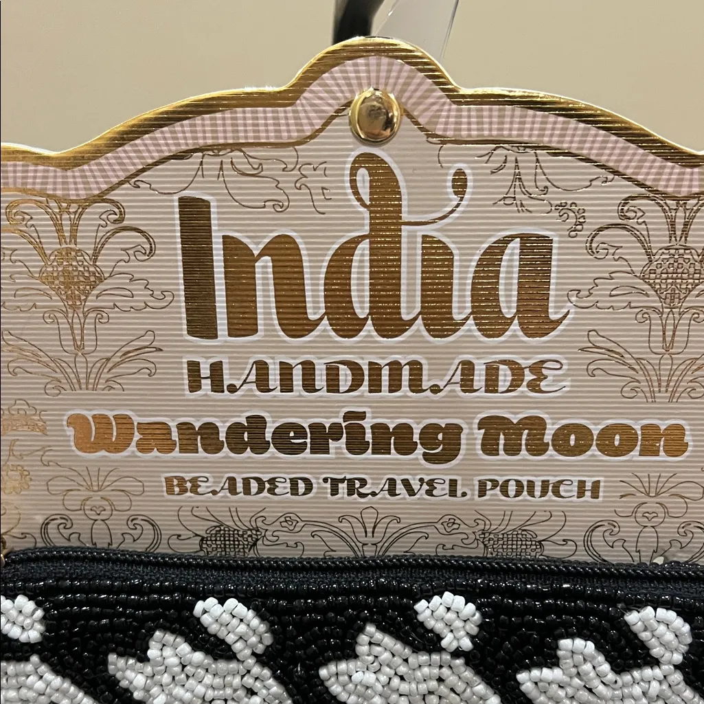 Wandering Moon | Houndstooth Pattern Beaded Bag Black - Image 2