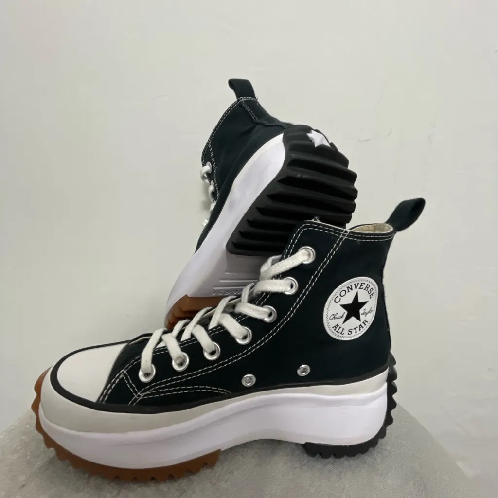 Converse Run Star Hike High Top Unisex Black White Gum Sneakers(B51) - Image 2