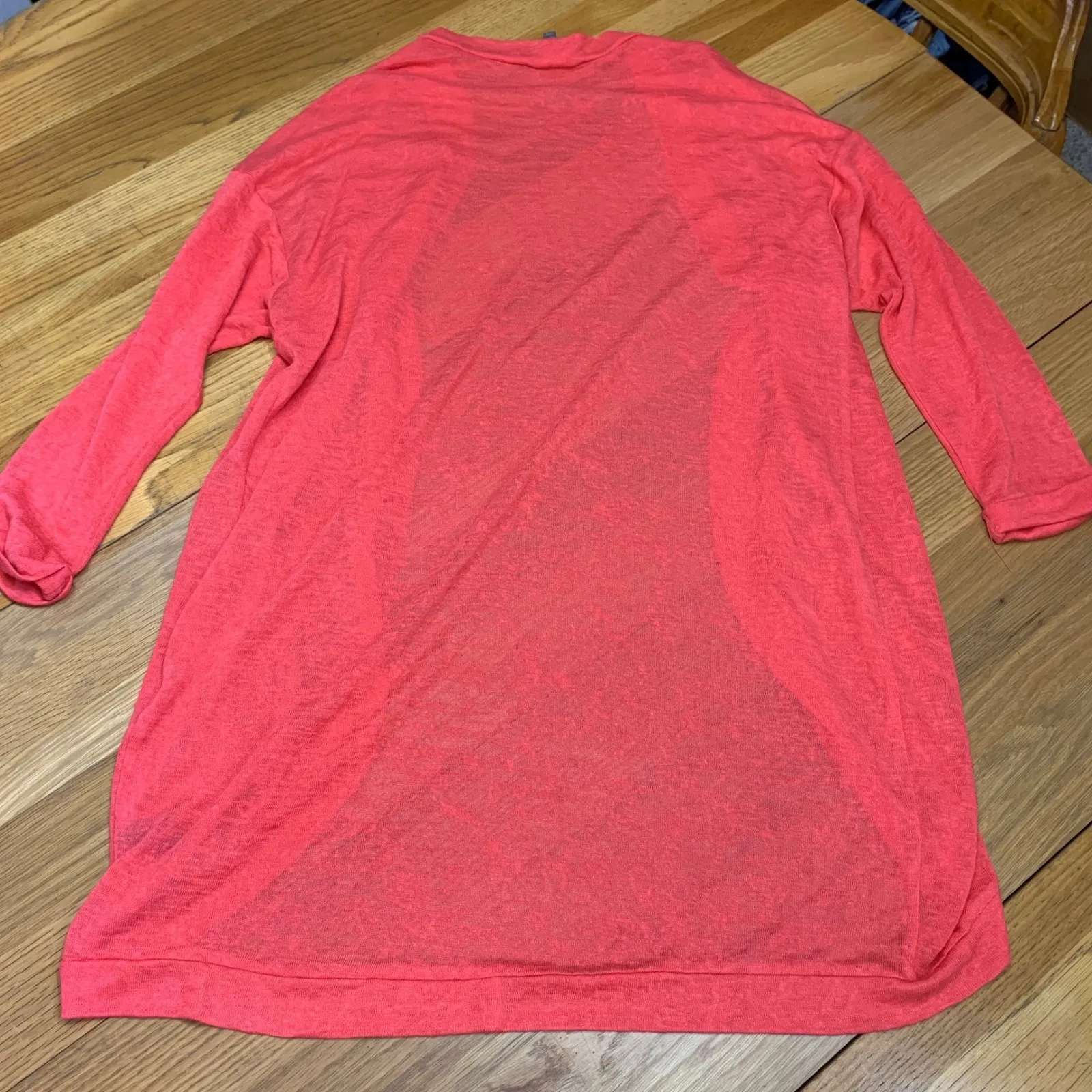 Sunday in Brooklyn Cardigan Women Size Large Coral Open Front Lightweight Duster - Image 6