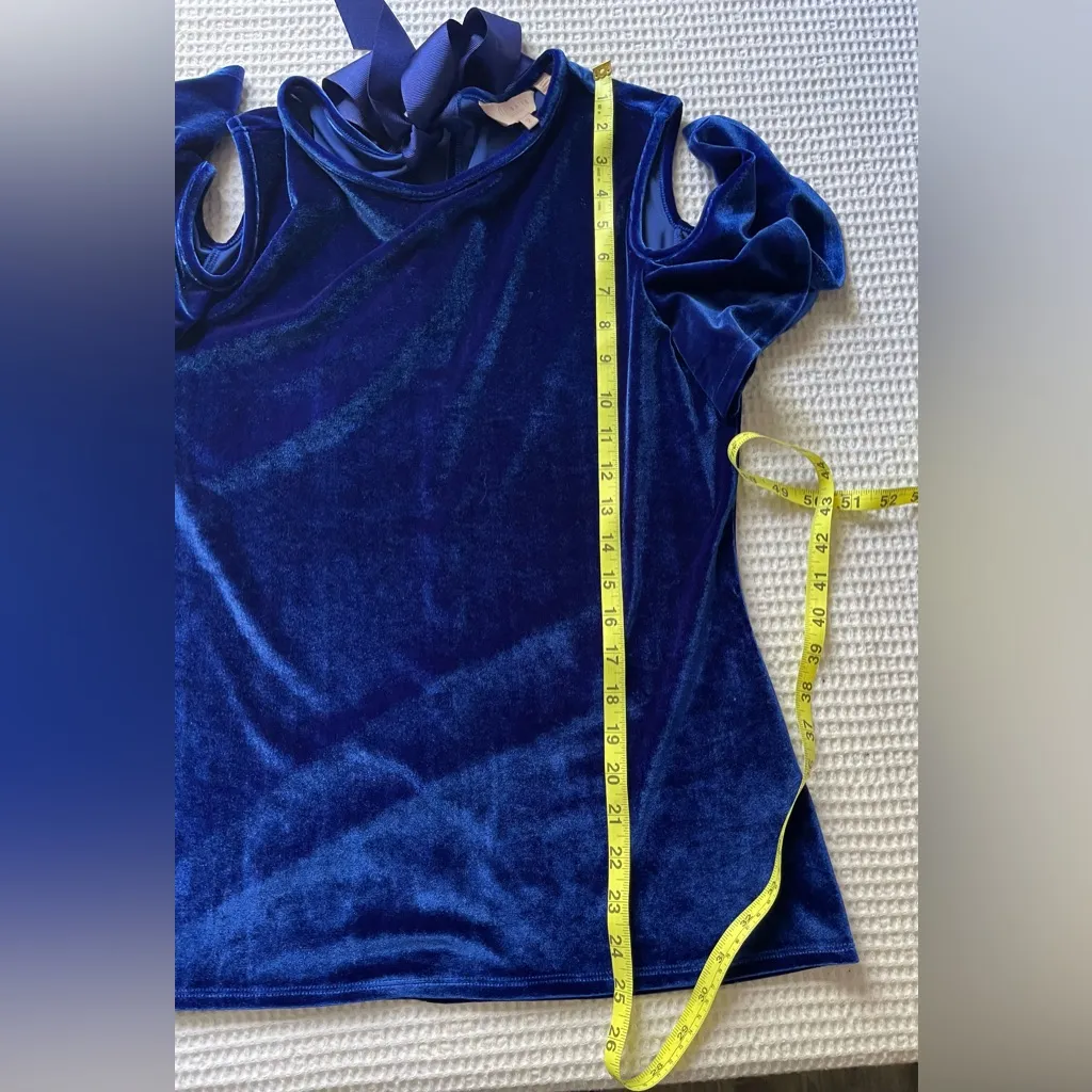 Ted Baker Royal Blue Velvet Cold Shoulder Blouse - Image 10