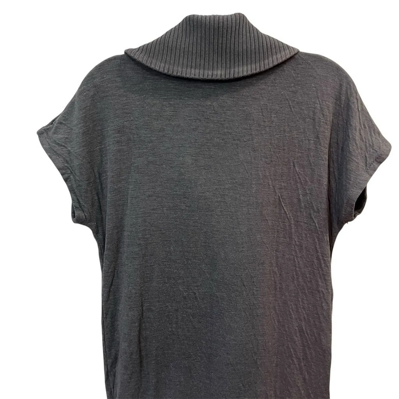 Free People Y2K Knit Sweater Mini Dress Size Large Gray Short Sleeve Collared - Image 4