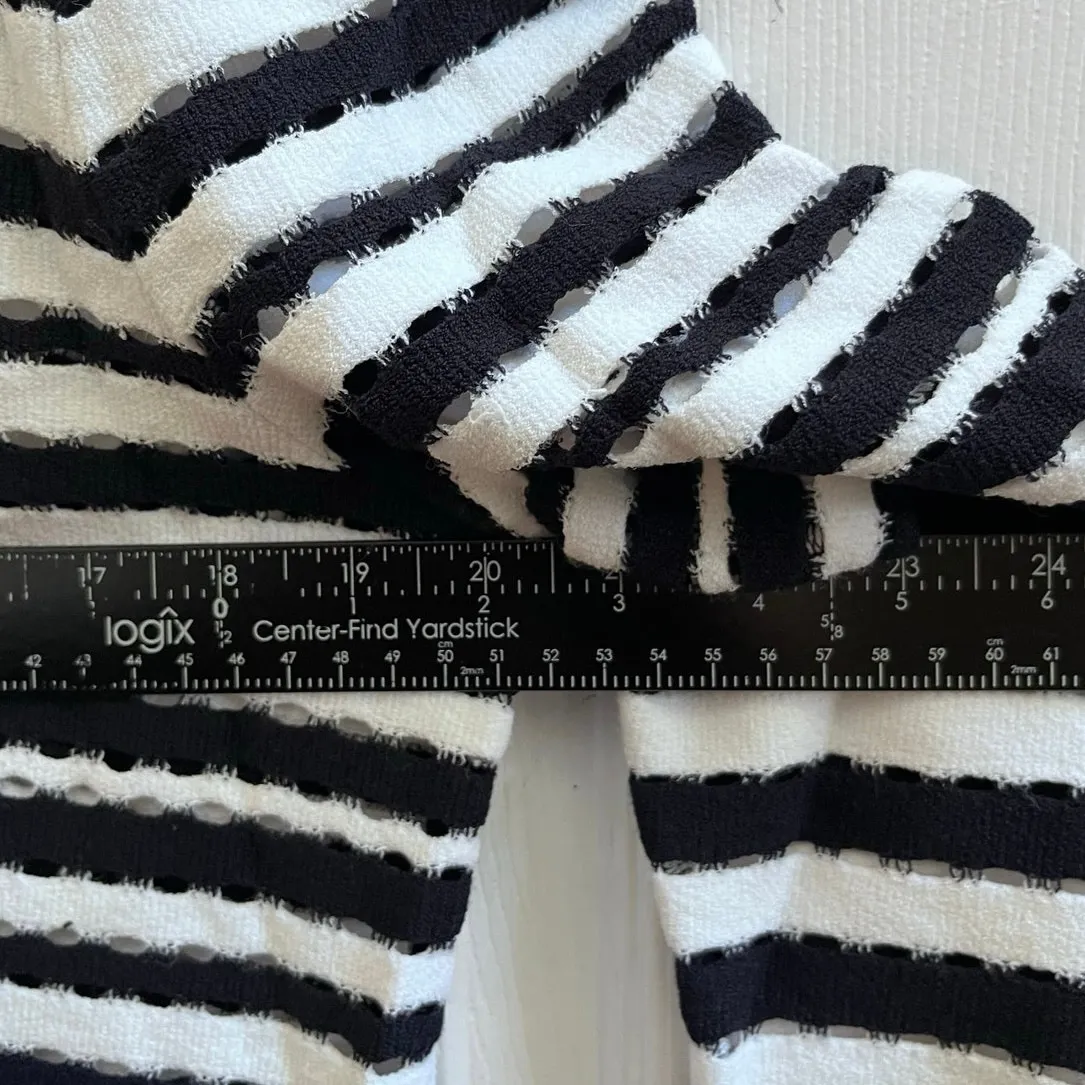 Ann Taylor Blue White Viscose Blend Eyelet Cardigan Size XL Office Nautical - Image 8