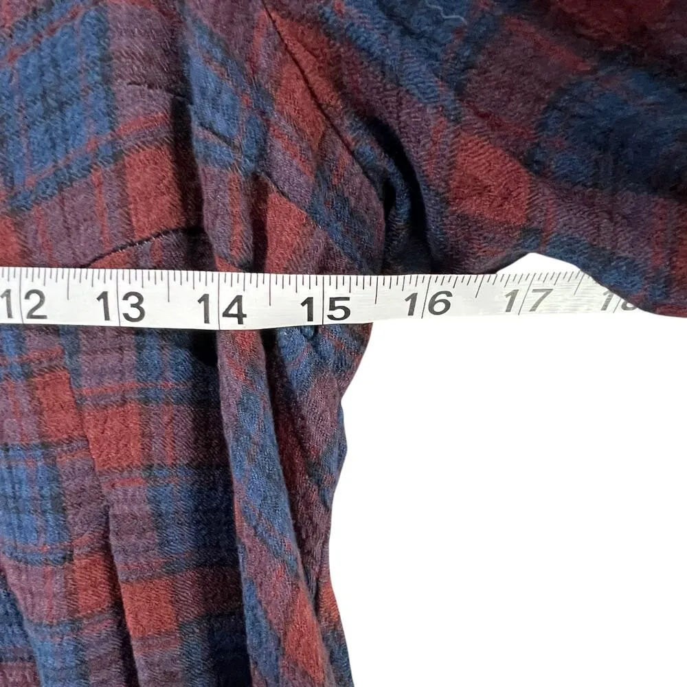 Urban Outfitters Lachlan Flannel Smocked Mini Dress M Blue Red Plaid Grunge NEW - Image 8